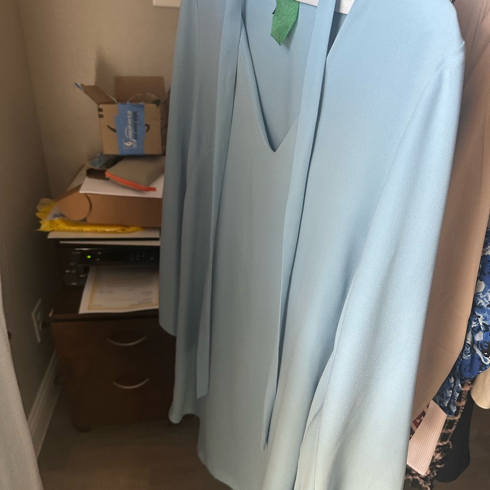 Topshop Sky Blue V-Neck Dress
